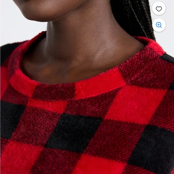 New Fuzzy Plaid Women's Pajama Set - Red and Black - Picture 4 of 7